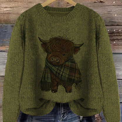 Strickpullover Damen | Highland-Kuh Motiv & Lockere Passform 17