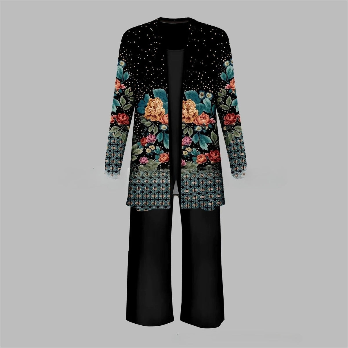 Cardigan Set Damen | 3-teilig mit Weste und Hose 4
