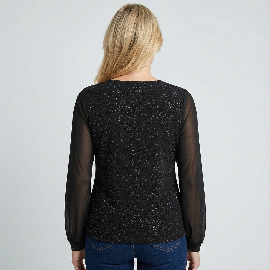 Blouse Damen Glanz | V-Ausschnitt & Langarm 3