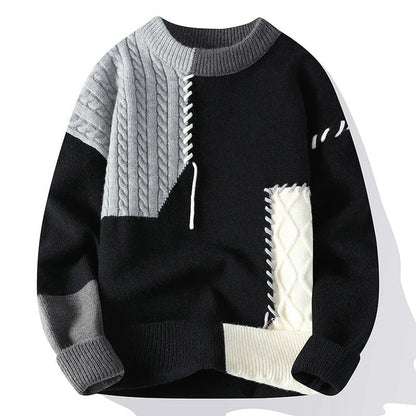 Rollkragenpullover Damen | Strukturiertes Patchwork-Design 1