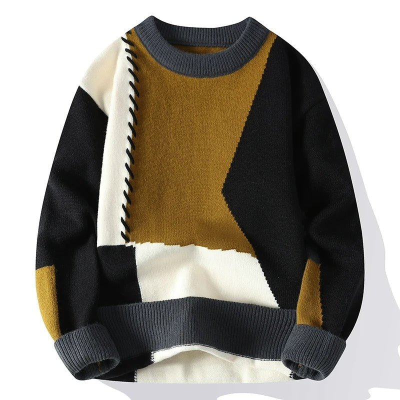 Rollkragenpullover Damen | Strukturiertes Patchwork-Design 2