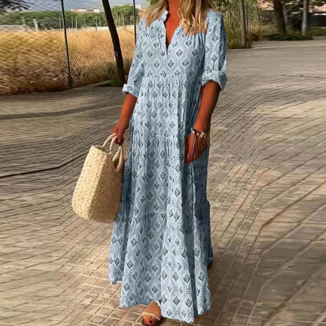 ALEXIS - Lässiges langärmeliges Kleid mit V-Ausschnitt 3