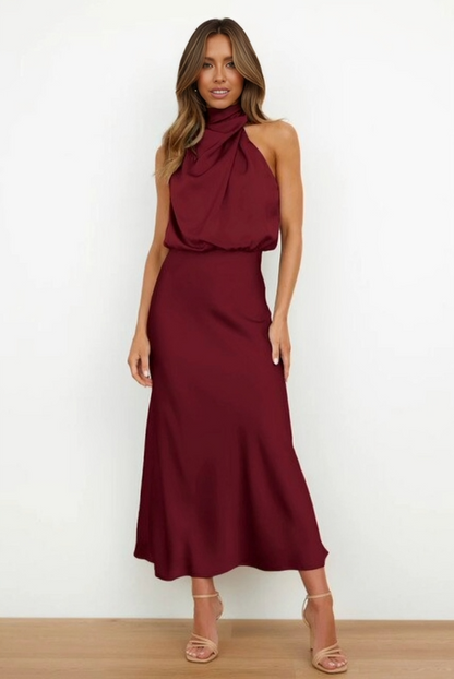 Abendkleid Damen | Neckholder mit drapiertem Oberteil