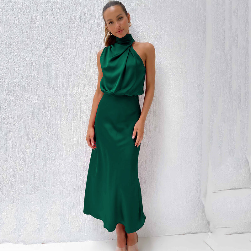 Abendkleid Damen | Neckholder mit drapiertem Oberteil