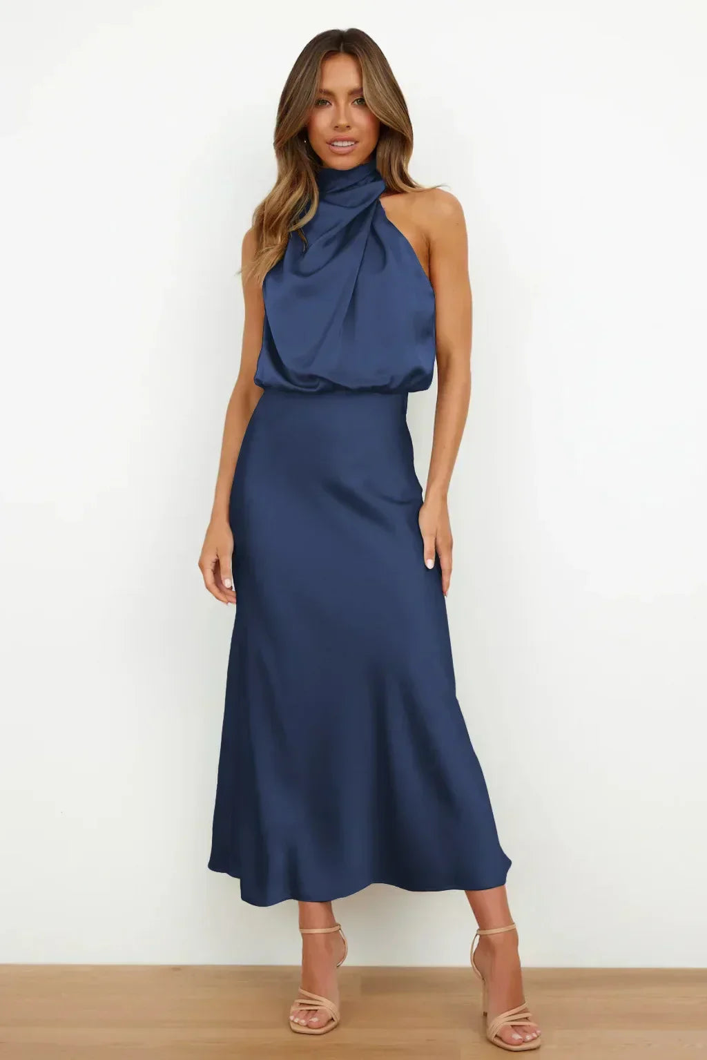 Abendkleid Damen | Neckholder mit drapiertem Oberteil