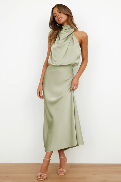 Abendkleid Damen | Neckholder mit drapiertem Oberteil