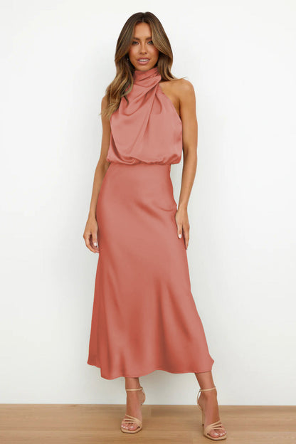 Abendkleid Damen | Neckholder mit drapiertem Oberteil