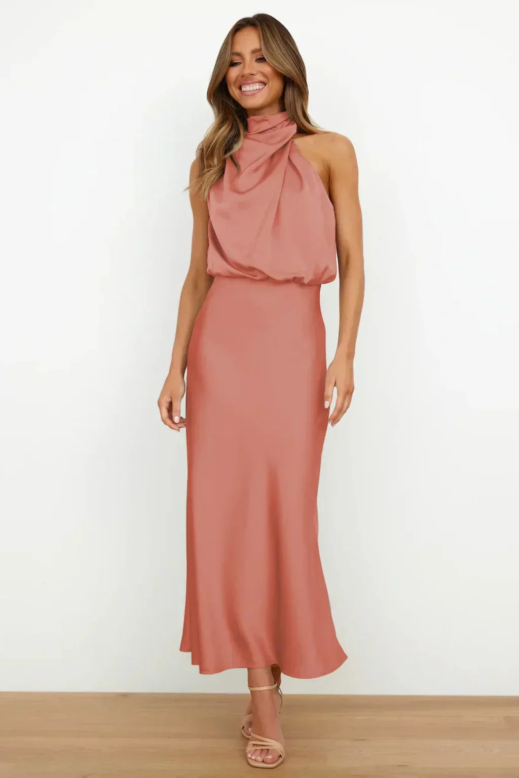 Abendkleid Damen | Neckholder mit drapiertem Oberteil