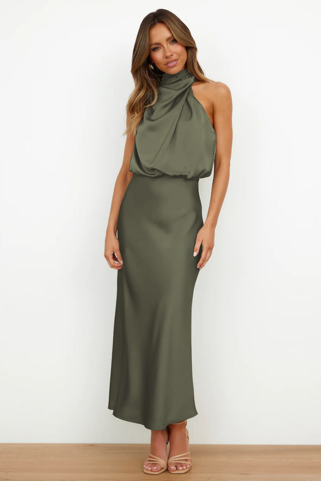 Abendkleid Damen | Neckholder mit drapiertem Oberteil