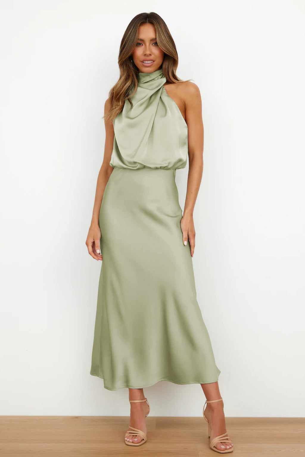 Abendkleid Damen | Neckholder mit drapiertem Oberteil