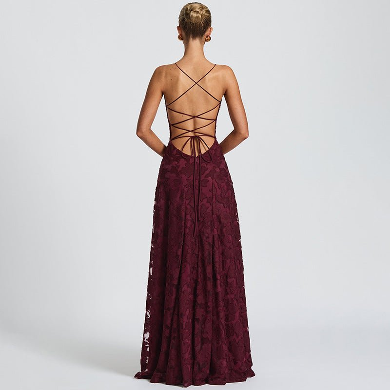 Maxikleid Damen | Bodenlang Abendkleid mit Spitzenbesatz & Gerafftem Oberteil