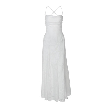 Maxikleid Damen | Bodenlang Abendkleid mit Spitzenbesatz & Gerafftem Oberteil