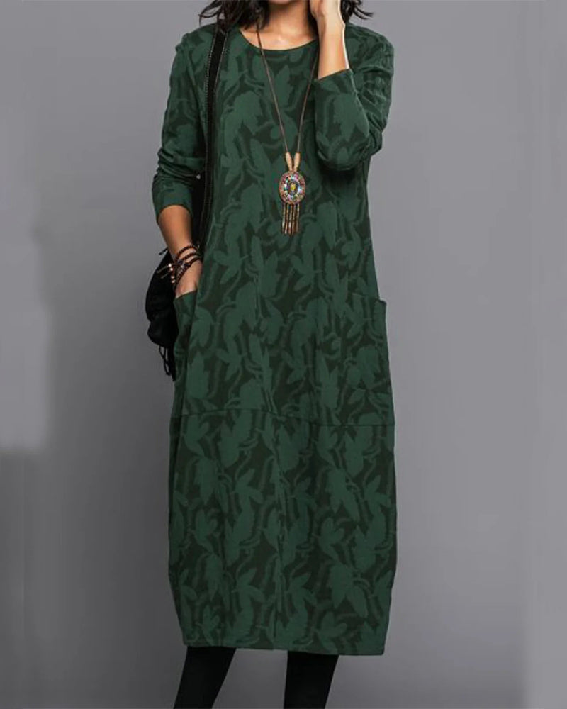 Adel - Langärmeliges Taschenkleid mit Druck 0