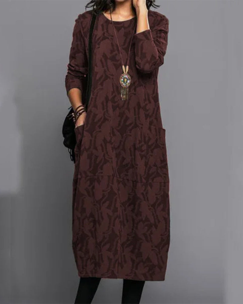 Adel - Langärmeliges Taschenkleid mit Druck 1