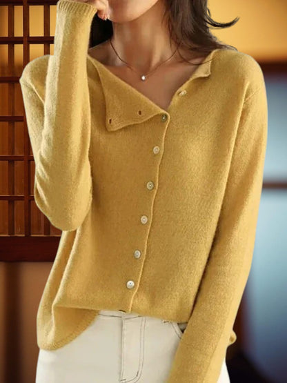 Adna | Eleganter Strickpullover Damen mit Knopfdesign für den Herbst, weicher Stoff, langarm, normaler Schnitt