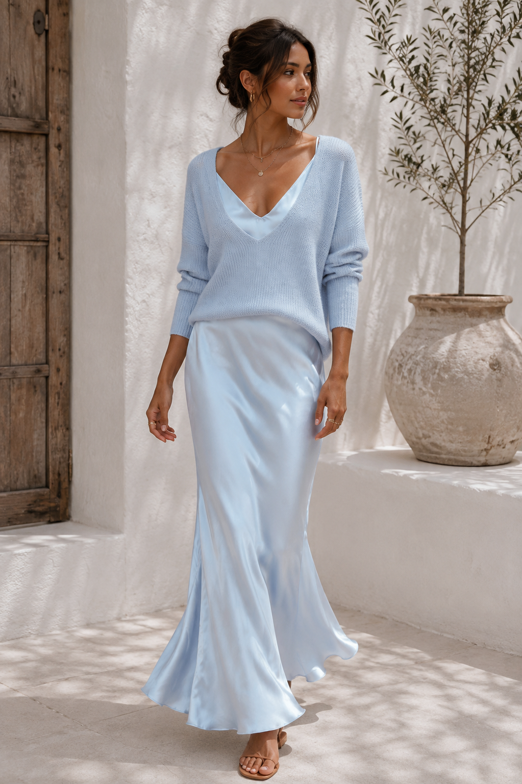 Alma | Elegantes Satinkleid mit Pullover 4