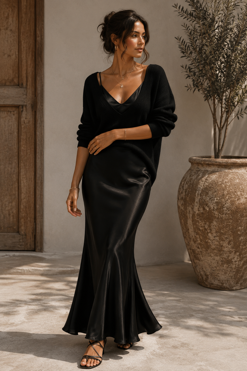 Alma | Elegantes Satinkleid mit Pullover 5