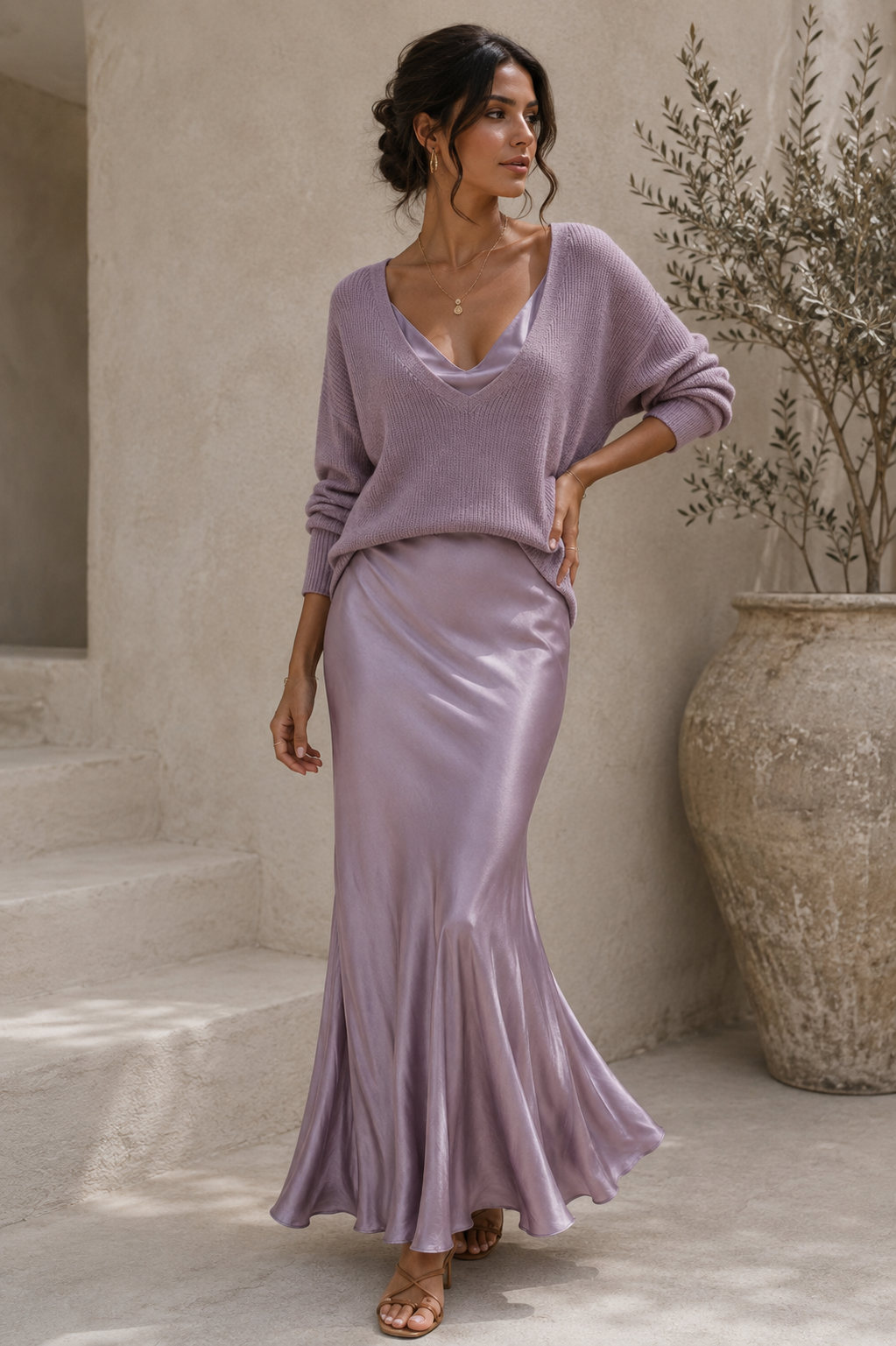 Alma | Elegantes Satinkleid mit Pullover 7