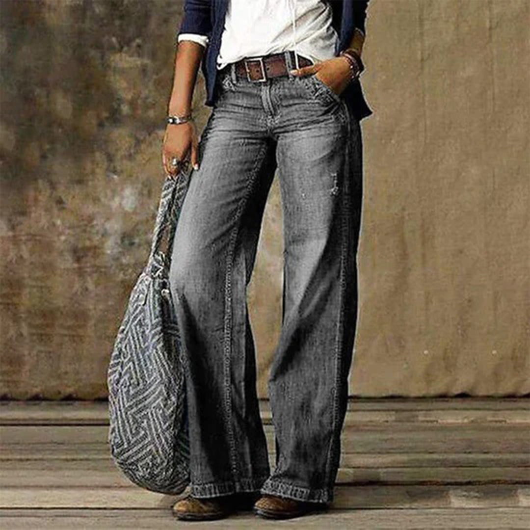 Andrea | Damen Jeans mit hoher Taille und weitem Bein 2