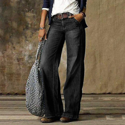 Andrea | Damen Jeans mit hoher Taille und weitem Bein 3