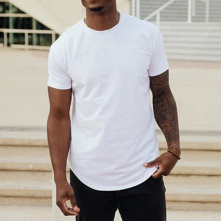 T Shirt Herren | Slim-Fit Curved-Hem Basic für jeden Tag