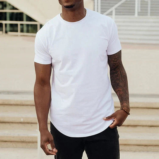 T Shirt Herren | Slim-Fit Curved-Hem Basic für jeden Tag