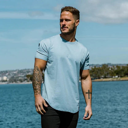 T Shirt Herren | Slim-Fit Curved-Hem Basic für jeden Tag