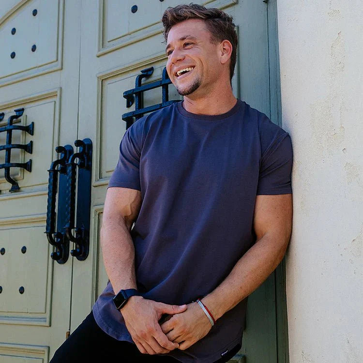 T Shirt Herren | Slim-Fit Curved-Hem Basic für jeden Tag