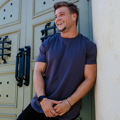 T Shirt Herren | Slim-Fit Curved-Hem Basic für jeden Tag