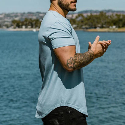 T Shirt Herren | Slim-Fit Curved-Hem Basic für jeden Tag