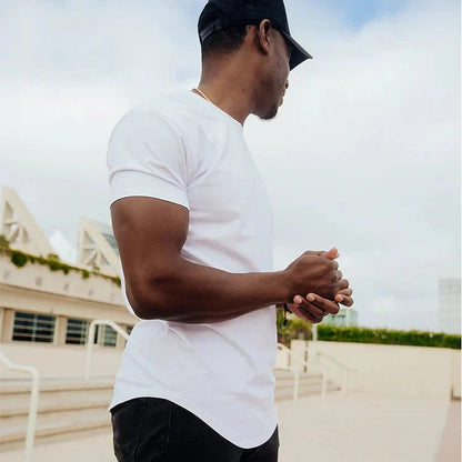 T Shirt Herren | Slim-Fit Curved-Hem Basic für jeden Tag