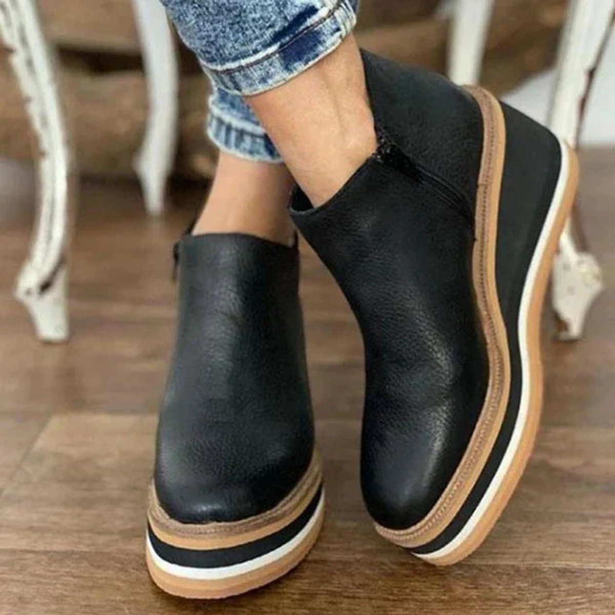 Damen Orthopedic Keilabsatz Ankle Boots mit Arch Support und Plateau für Komfort 2