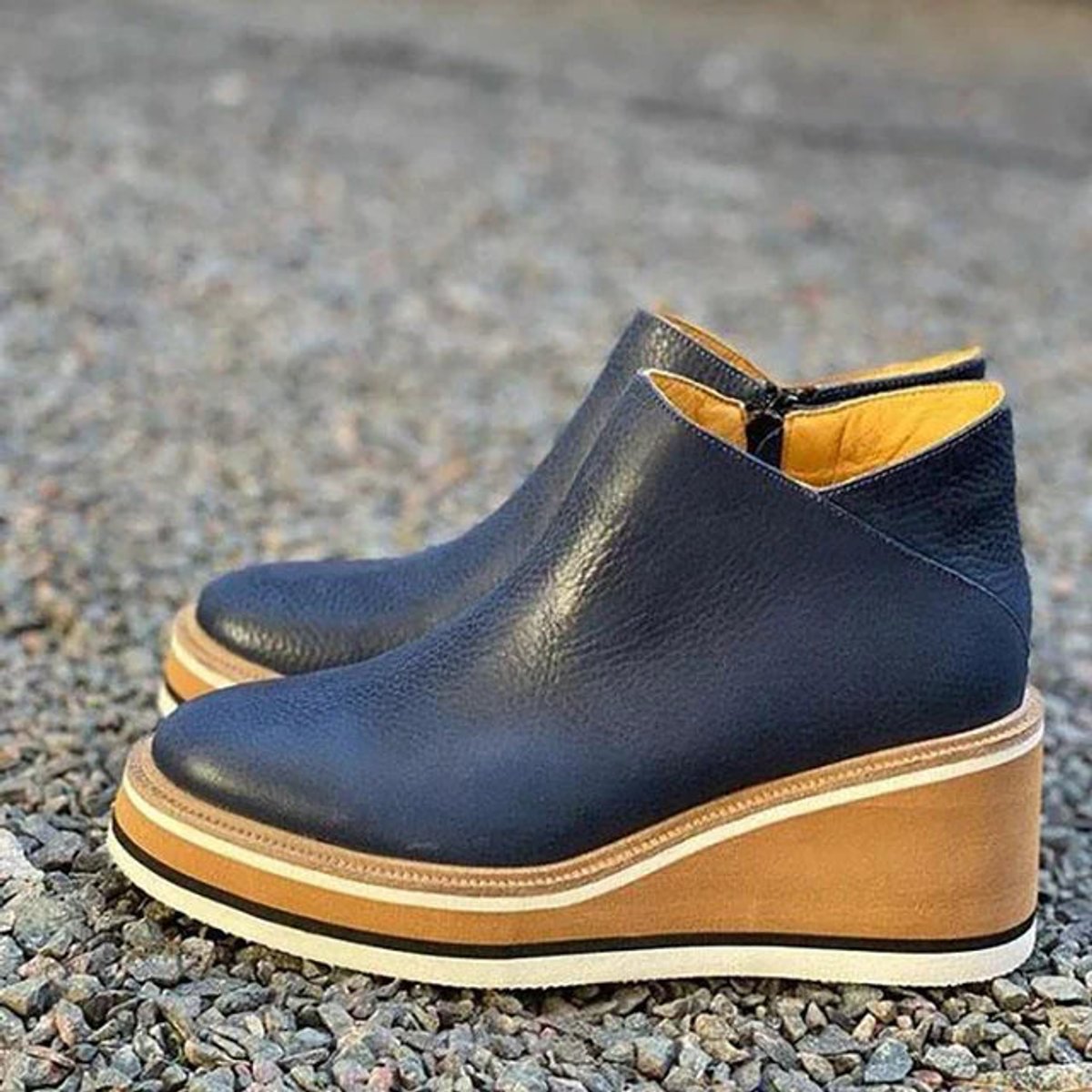 Damen Orthopedic Keilabsatz Ankle Boots mit Arch Support und Plateau für Komfort 7