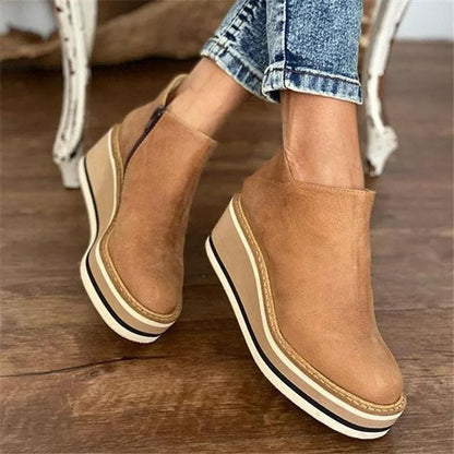 Damen Orthopedic Keilabsatz Ankle Boots mit Arch Support und Plateau für Komfort 0