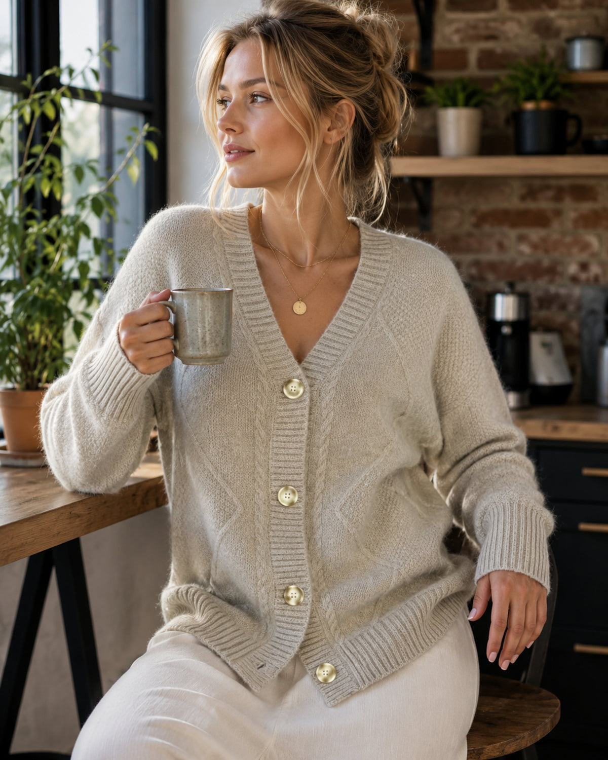Cardigan Damen | Knopfverschluss & Langarm Design 1