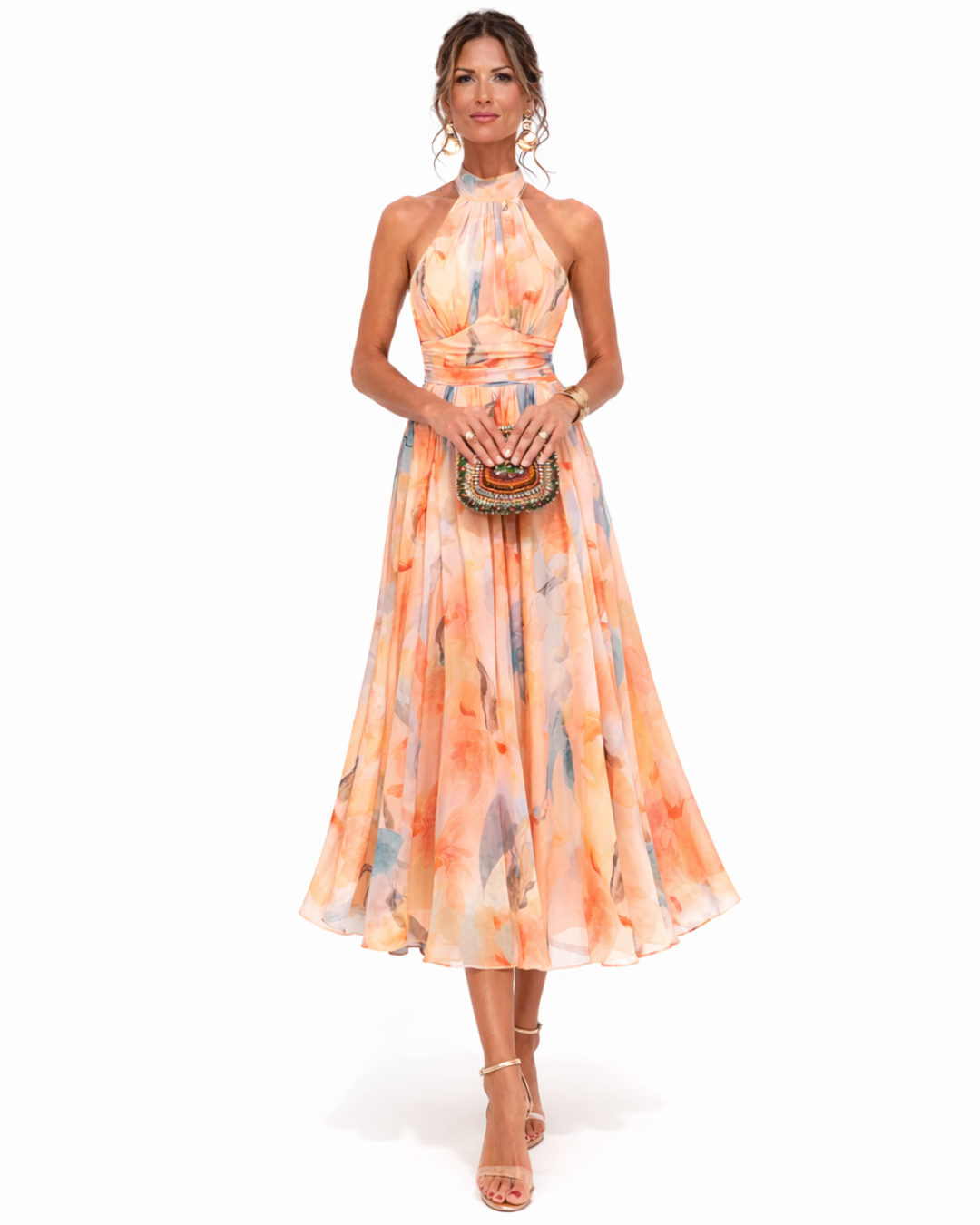 Midikleid Damen | Halterneck & Blumenprint
