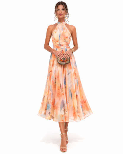 Midikleid Damen | Halterneck & Blumenprint