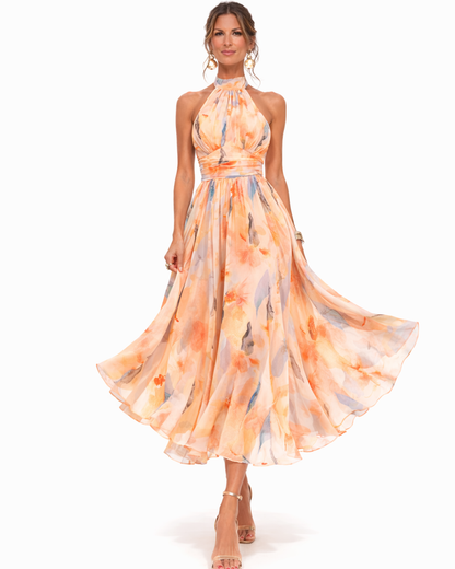 Midikleid Damen | Halterneck & Blumenprint