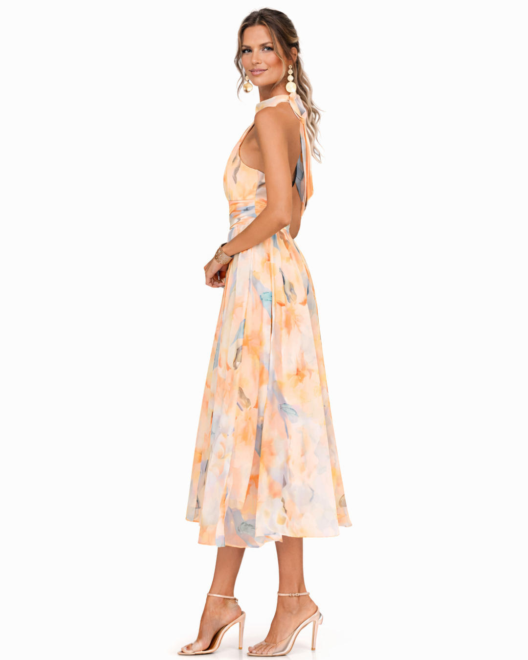 Midikleid Damen | Halterneck & Blumenprint