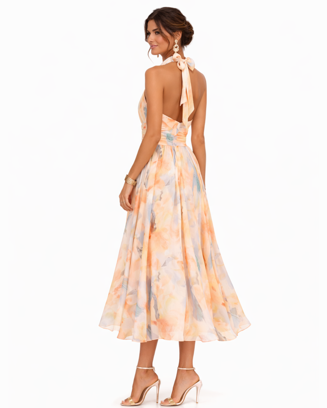 Midikleid Damen | Halterneck & Blumenprint