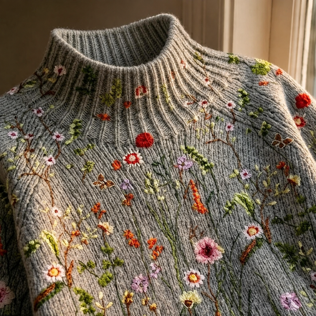 Strickpullover Damen | Blumenmuster & Weiche Passform 2