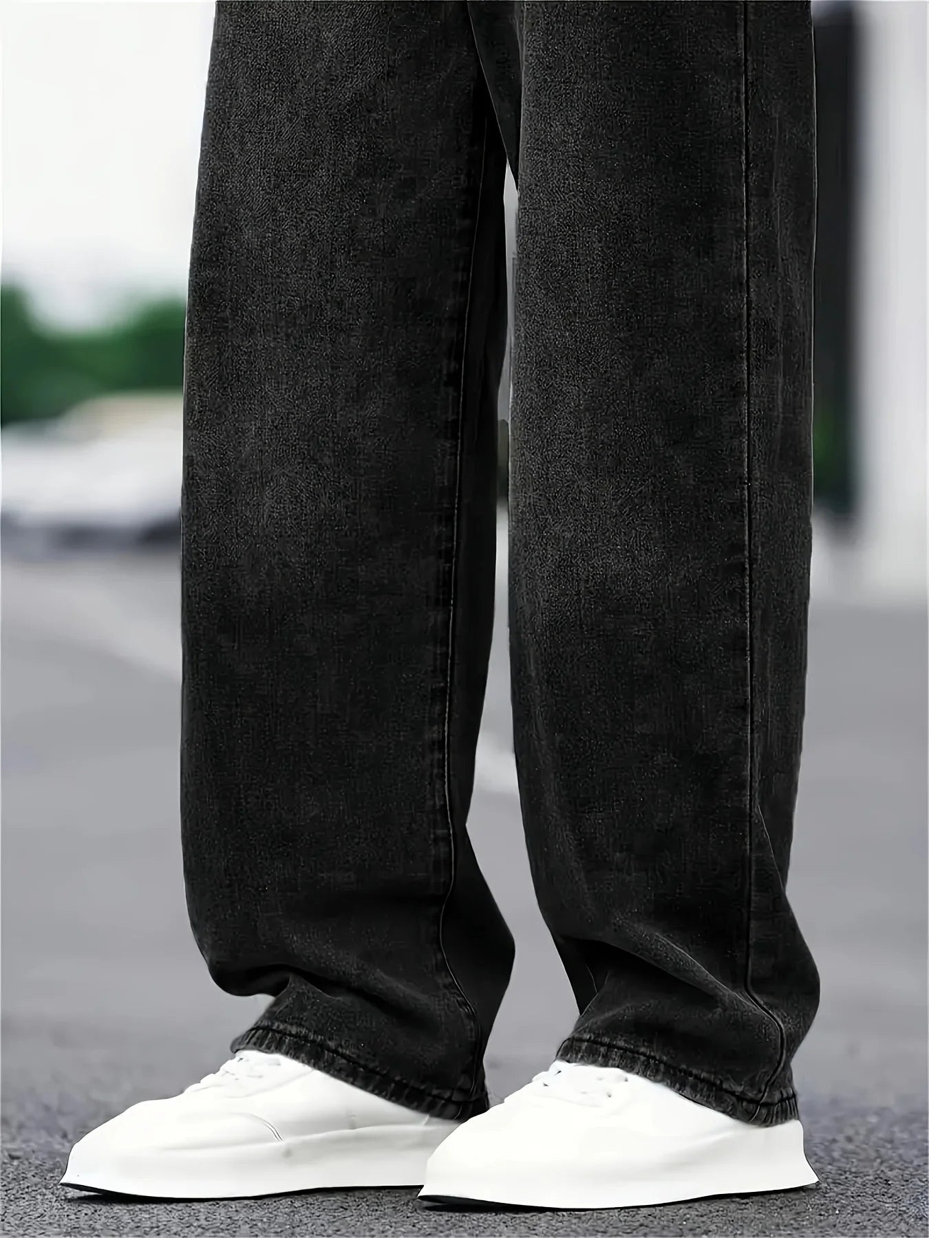 Herren Baggy Jeans Vintage Look Lockere Passform Lange Länge