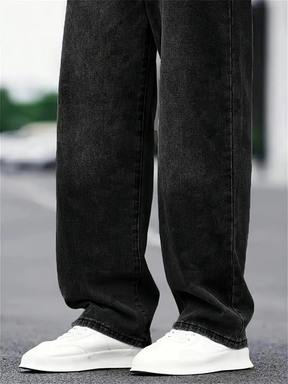 Herren Baggy Jeans Vintage Look Lockere Passform Lange Länge
