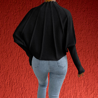 Baumwollpullover mit weitem Schnitt und modischen Dolmanärmeln