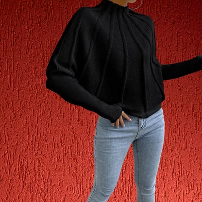 Baumwollpullover mit weitem Schnitt und modischen Dolmanärmeln