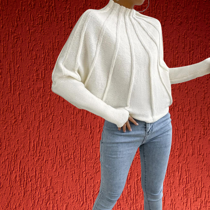 Baumwollpullover mit weitem Schnitt und modischen Dolmanärmeln