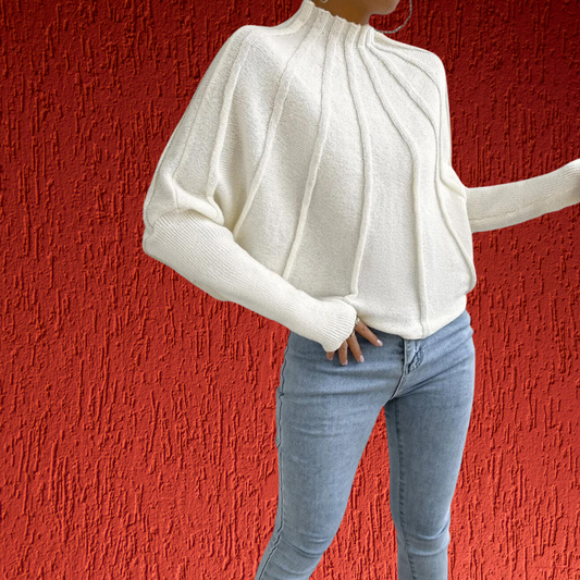 Baumwollpullover mit weitem Schnitt und modischen Dolmanärmeln