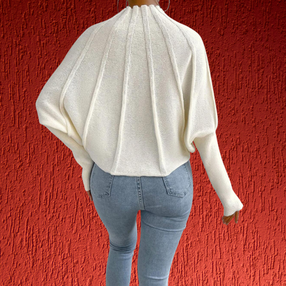 Baumwollpullover mit weitem Schnitt und modischen Dolmanärmeln
