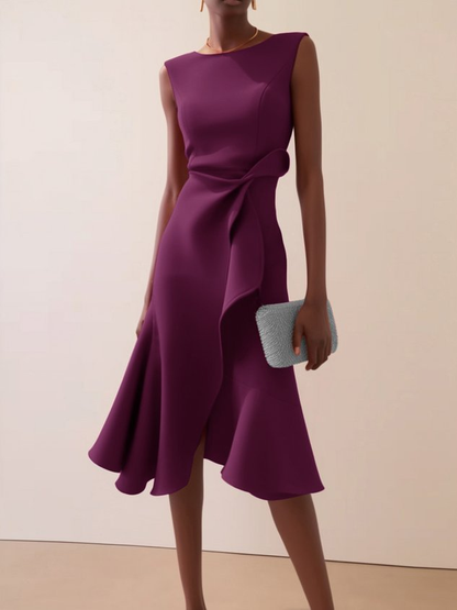 Beatrice | Damen Drapiertes Asymmetrisches Midikleid 7