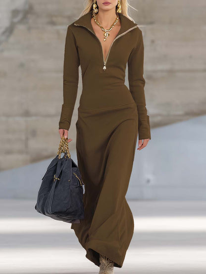 Beatrice | Damen Rosa Kapuzen Maxikleid Langarm 11